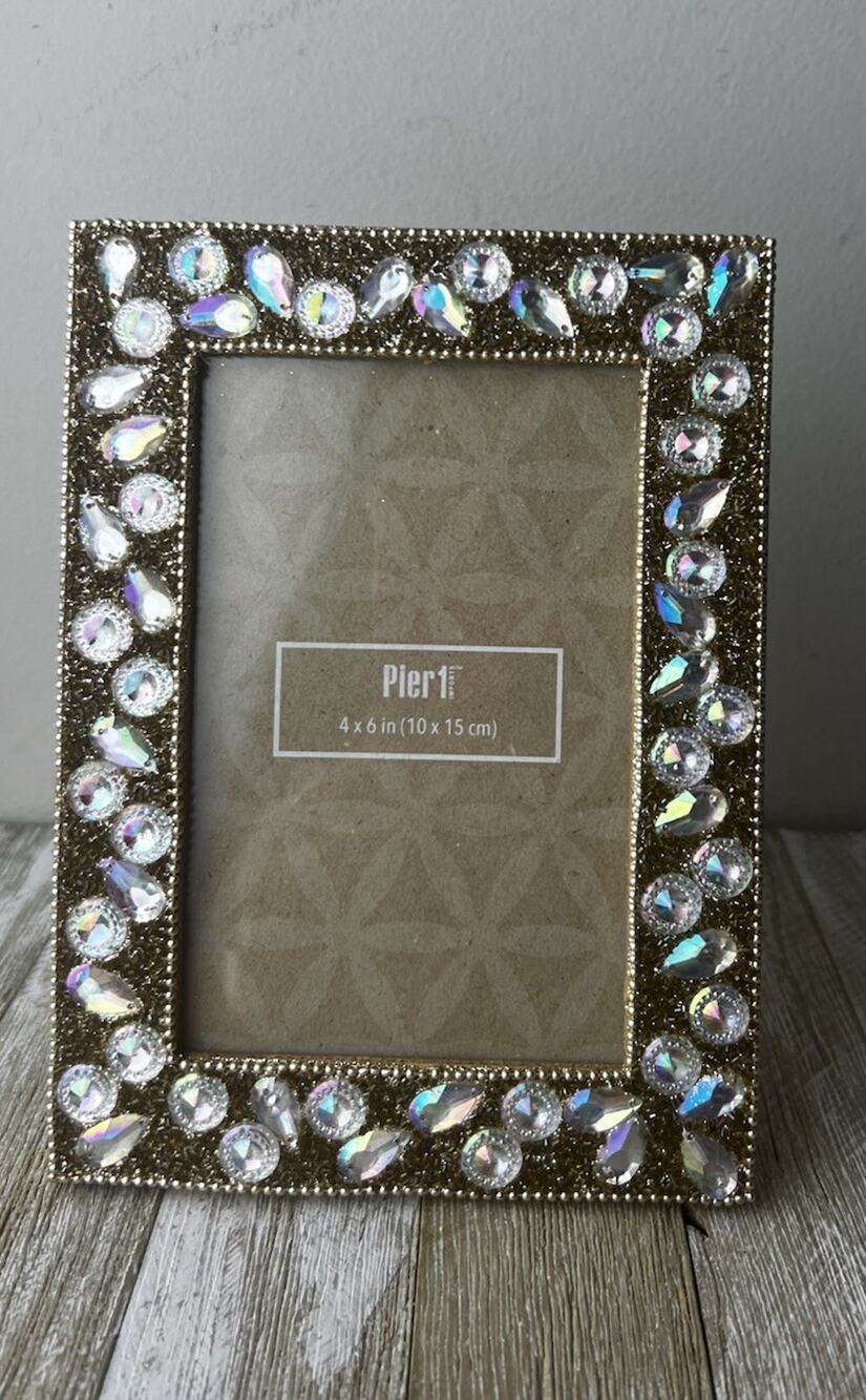 Pier 1 Photo Picture Frame Jeweled Bling Design 4 X 6